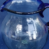 glaskande blå kant Mexico mundblæst  retro mælkekande genbrug